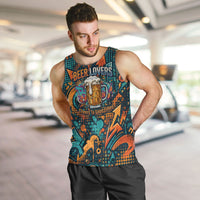 Beer Lovers Cheers To Good Times Men Tank Top Urban Graffiti Pattern With Frothy Clinking Mugs Art