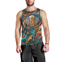 Beer Lovers Cheers To Good Times Men Tank Top Urban Graffiti Pattern With Frothy Clinking Mugs Art