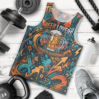 Beer Lovers Cheers To Good Times Men Tank Top Urban Graffiti Pattern With Frothy Clinking Mugs Art