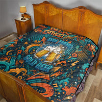 Beer Lovers Cheers To Good Times Quilt Urban Graffiti Pattern With Frothy Clinking Mugs Art