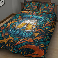 Beer Lovers Cheers To Good Times Quilt Bed Set Urban Graffiti Pattern With Frothy Clinking Mugs Art