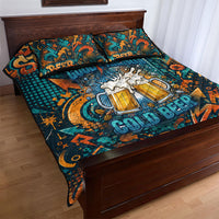 Beer Lovers Cheers To Good Times Quilt Bed Set Urban Graffiti Pattern With Frothy Clinking Mugs Art