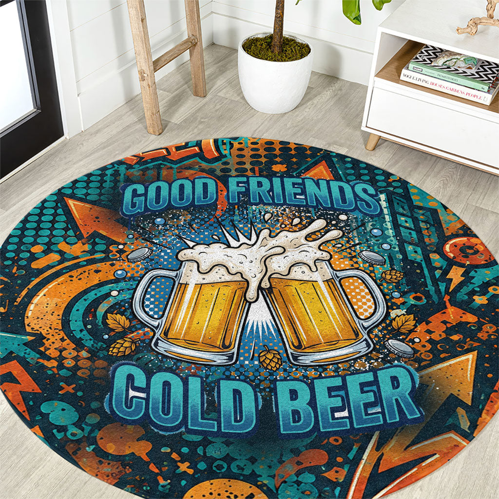Beer Lovers Cheers To Good Times Round Carpet Urban Graffiti Pattern With Frothy Clinking Mugs Art