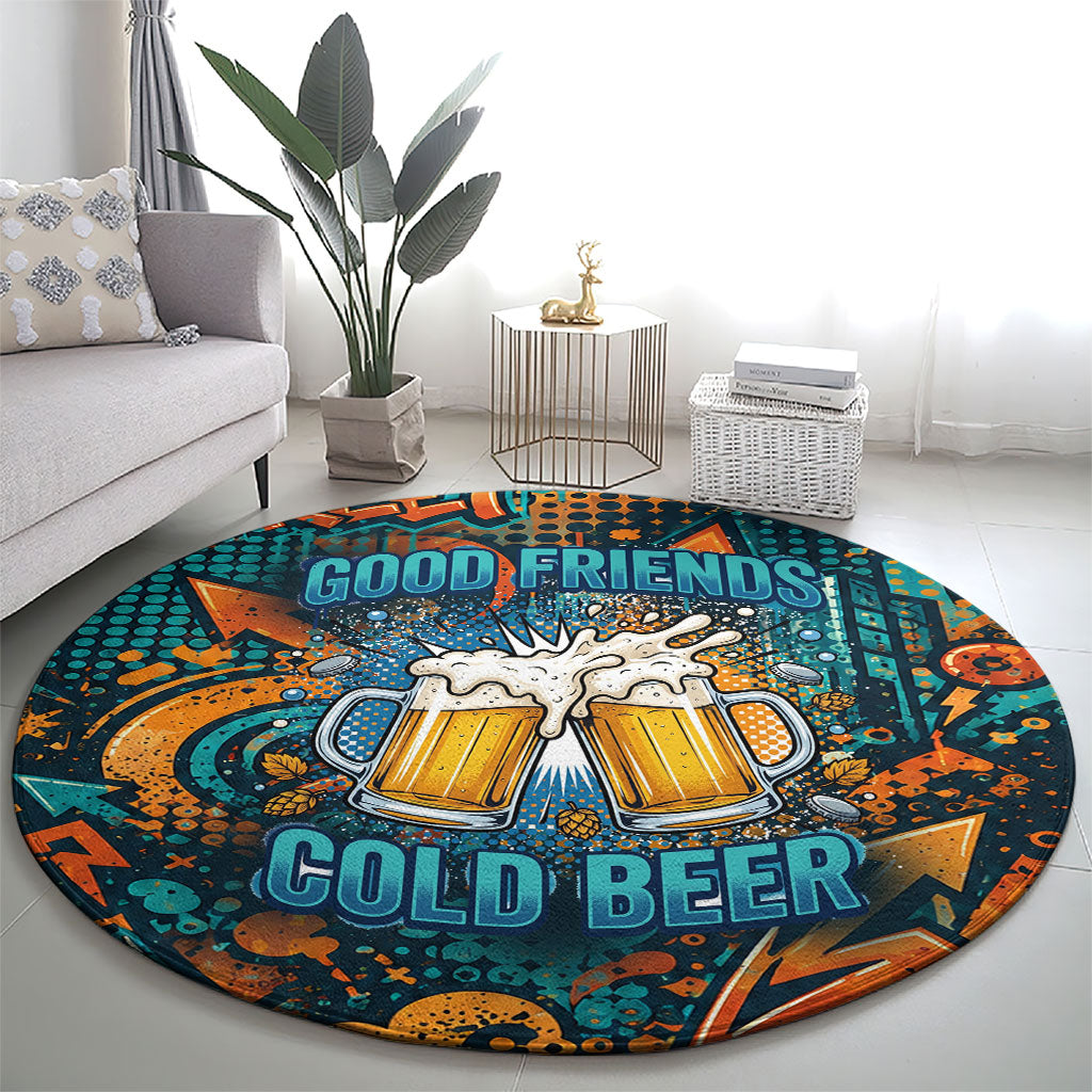 Beer Lovers Cheers To Good Times Round Carpet Urban Graffiti Pattern With Frothy Clinking Mugs Art