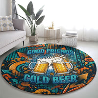 Beer Lovers Cheers To Good Times Round Carpet Urban Graffiti Pattern With Frothy Clinking Mugs Art