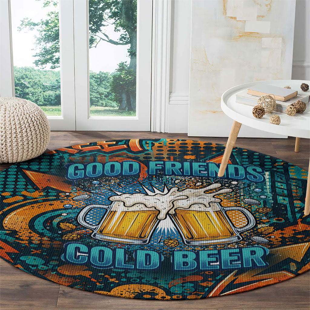 Beer Lovers Cheers To Good Times Round Carpet Urban Graffiti Pattern With Frothy Clinking Mugs Art