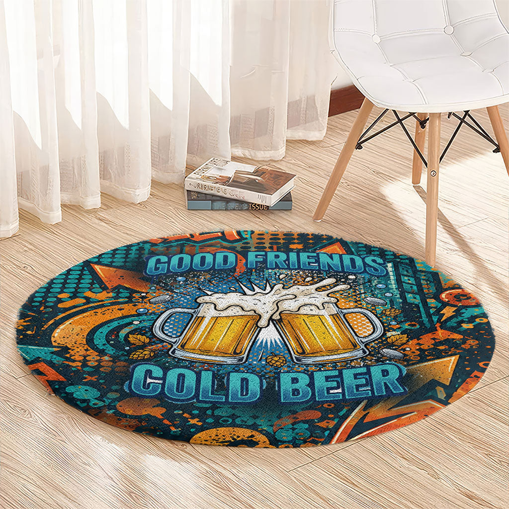 Beer Lovers Cheers To Good Times Round Carpet Urban Graffiti Pattern With Frothy Clinking Mugs Art