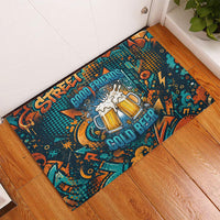 Beer Lovers Cheers To Good Times Rubber Doormat Urban Graffiti Pattern With Frothy Clinking Mugs Art