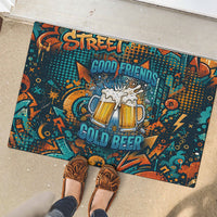 Beer Lovers Cheers To Good Times Rubber Doormat Urban Graffiti Pattern With Frothy Clinking Mugs Art
