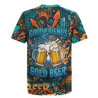 Beer Lovers Cheers To Good Times Rugby Jersey Urban Graffiti Pattern With Frothy Clinking Mugs Art