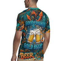 Beer Lovers Cheers To Good Times Rugby Jersey Urban Graffiti Pattern With Frothy Clinking Mugs Art