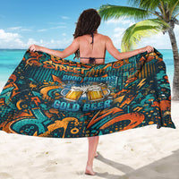 Beer Lovers Cheers To Good Times Sarong Urban Graffiti Pattern With Frothy Clinking Mugs Art