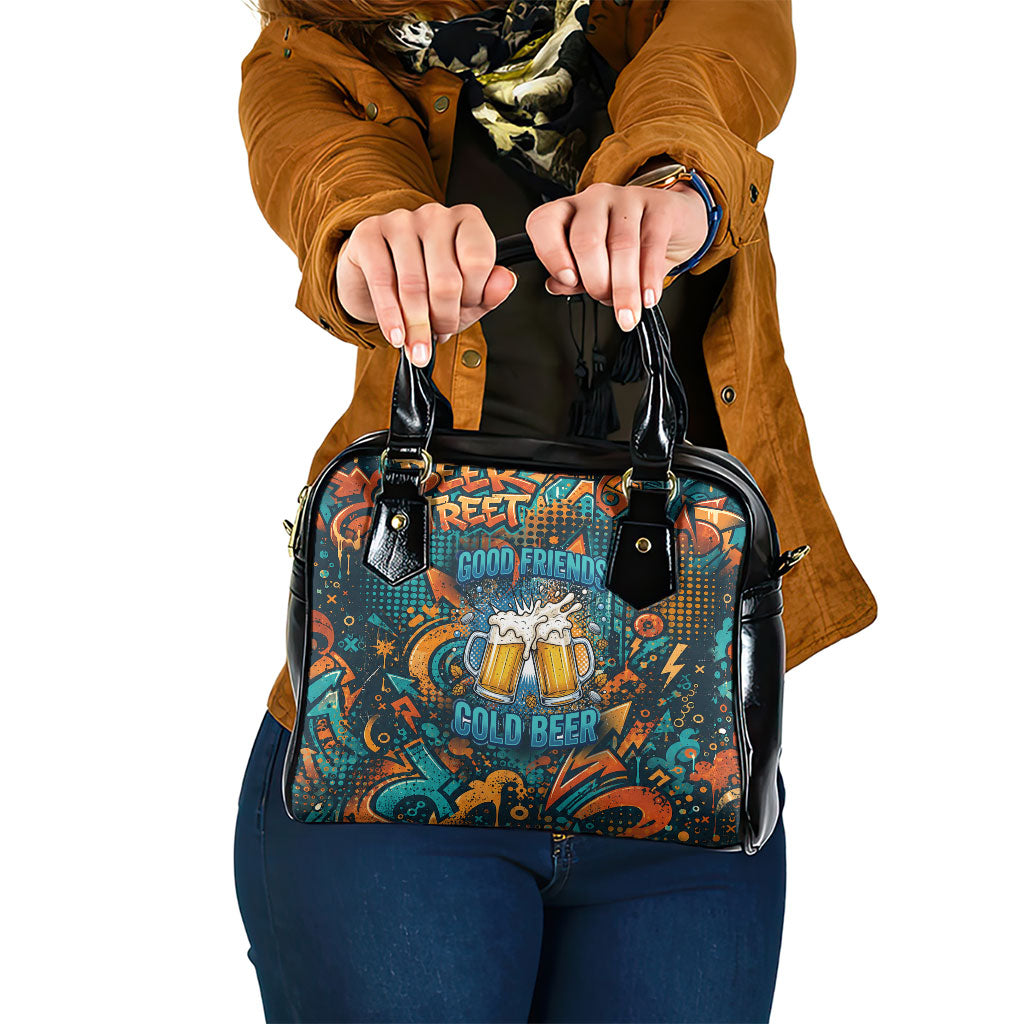 Beer Lovers Cheers To Good Times Shoulder Handbag Urban Graffiti Pattern With Frothy Clinking Mugs Art