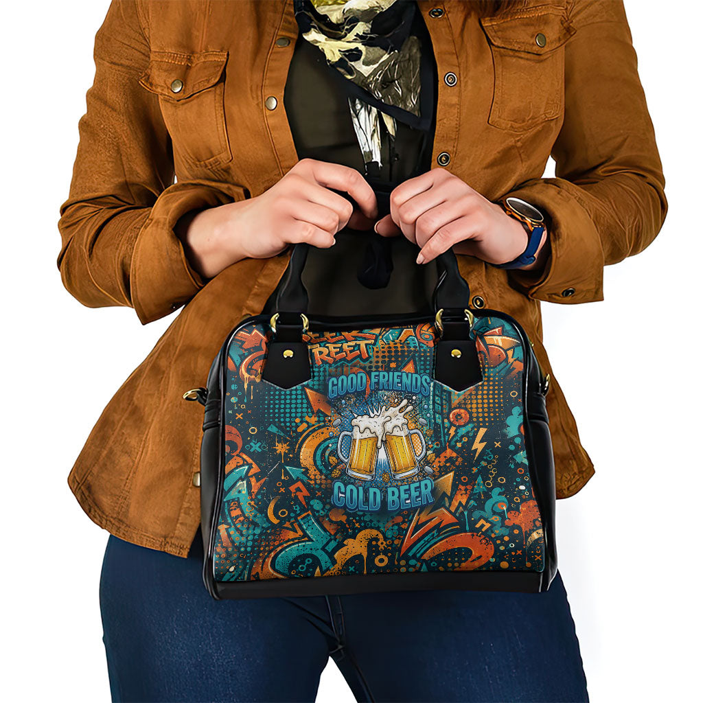 Beer Lovers Cheers To Good Times Shoulder Handbag Urban Graffiti Pattern With Frothy Clinking Mugs Art