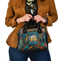 Beer Lovers Cheers To Good Times Shoulder Handbag Urban Graffiti Pattern With Frothy Clinking Mugs Art