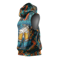 Beer Lovers Cheers To Good Times Sleeveless Hoodie Urban Graffiti Pattern With Frothy Clinking Mugs Art