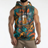 Beer Lovers Cheers To Good Times Sleeveless Hoodie Urban Graffiti Pattern With Frothy Clinking Mugs Art