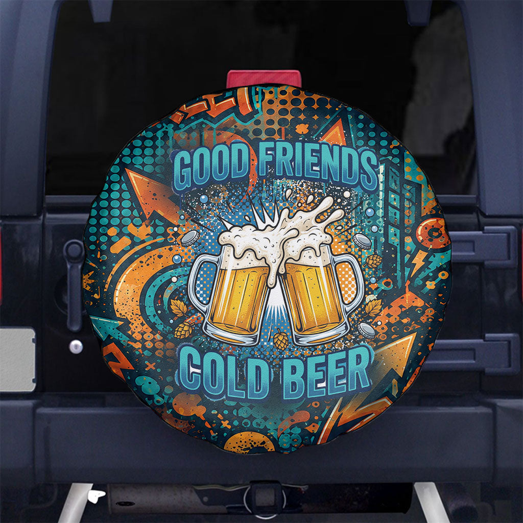 Beer Lovers Cheers To Good Times Spare Tire Cover Urban Graffiti Pattern With Frothy Clinking Mugs Art