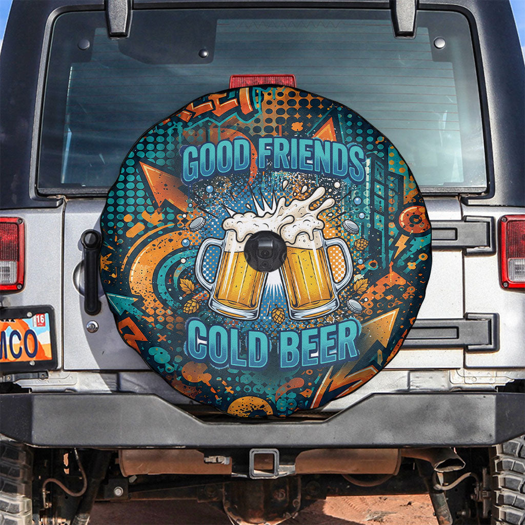 Beer Lovers Cheers To Good Times Spare Tire Cover Urban Graffiti Pattern With Frothy Clinking Mugs Art
