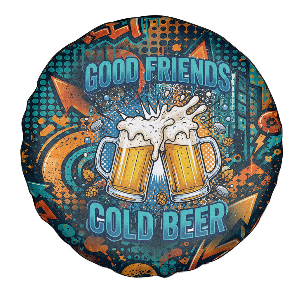 Beer Lovers Cheers To Good Times Spare Tire Cover Urban Graffiti Pattern With Frothy Clinking Mugs Art