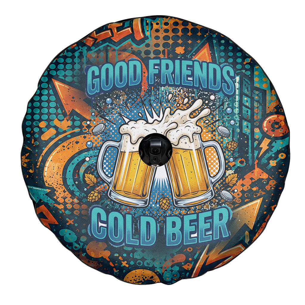 Beer Lovers Cheers To Good Times Spare Tire Cover Urban Graffiti Pattern With Frothy Clinking Mugs Art