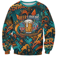 Beer Lovers Cheers To Good Times Sweatshirt Urban Graffiti Pattern With Frothy Clinking Mugs Art