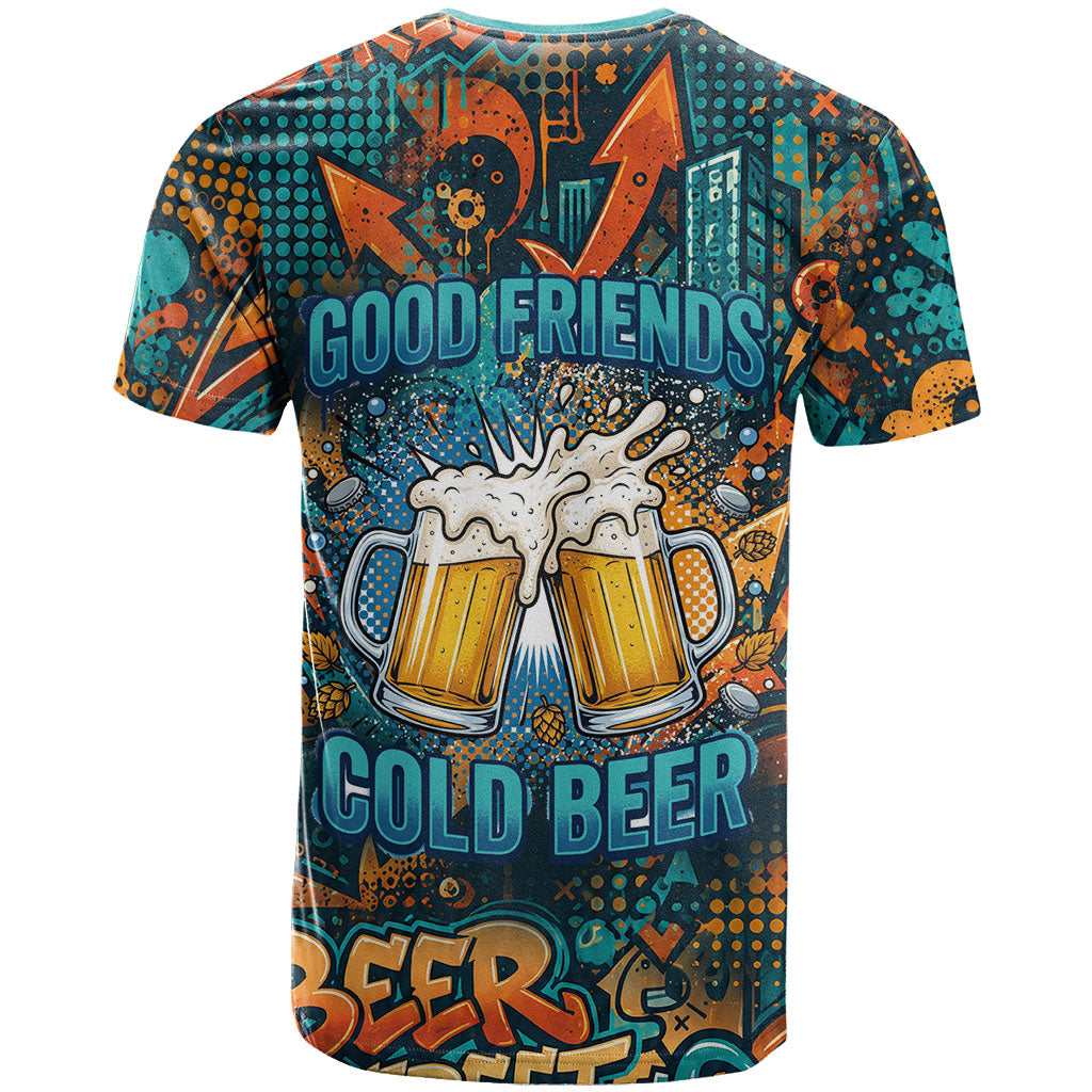 Beer Lovers Cheers To Good Times T Shirt Urban Graffiti Pattern With Frothy Clinking Mugs Art