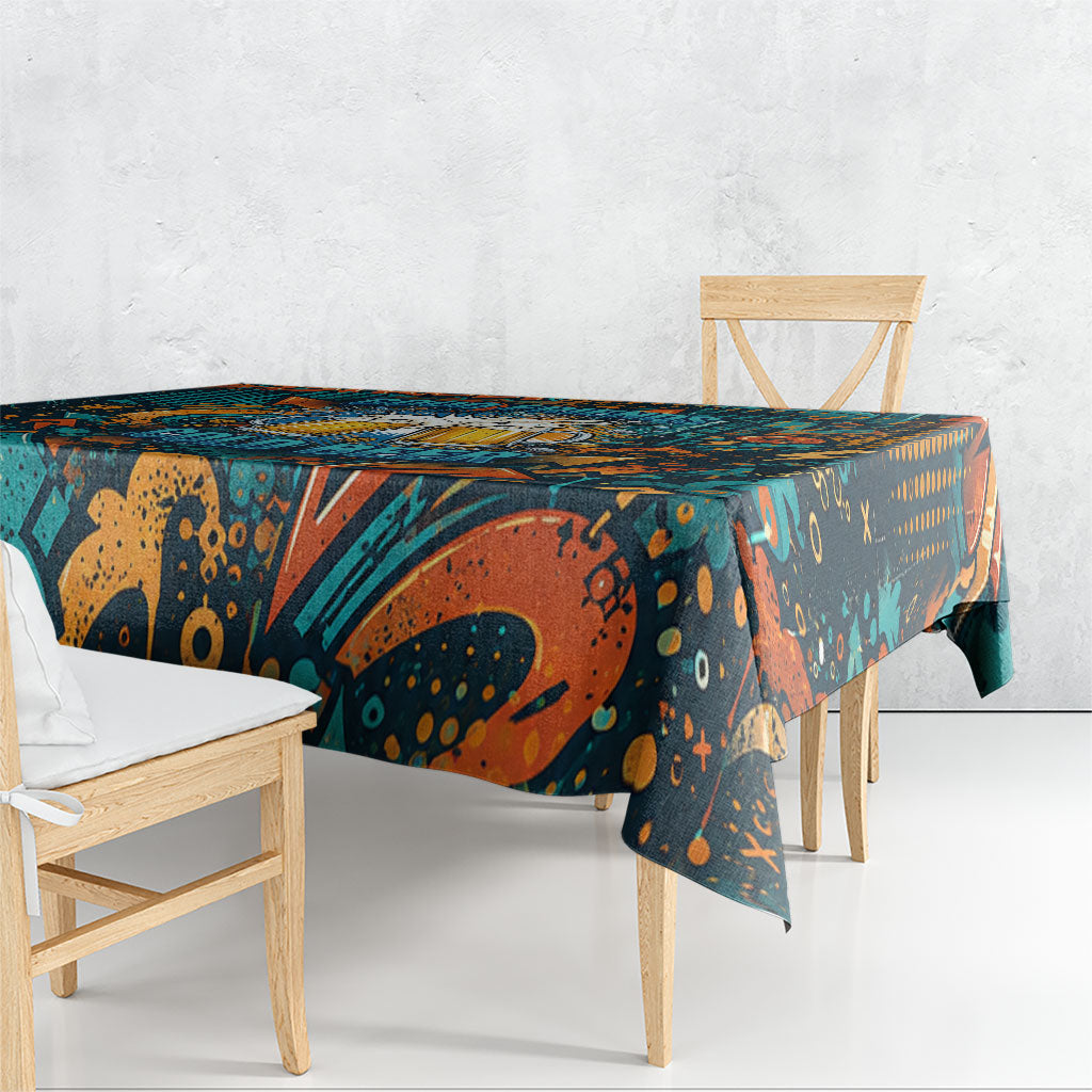 Beer Lovers Cheers To Good Times Tablecloth Urban Graffiti Pattern With Frothy Clinking Mugs Art