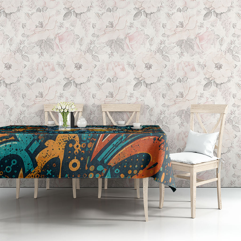 Beer Lovers Cheers To Good Times Tablecloth Urban Graffiti Pattern With Frothy Clinking Mugs Art