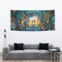 Beer Lovers Cheers To Good Times Tapestry Urban Graffiti Pattern With Frothy Clinking Mugs Art