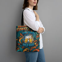 Beer Lovers Cheers To Good Times Tote Bag Urban Graffiti Pattern With Frothy Clinking Mugs Art
