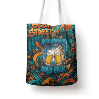 Beer Lovers Cheers To Good Times Tote Bag Urban Graffiti Pattern With Frothy Clinking Mugs Art