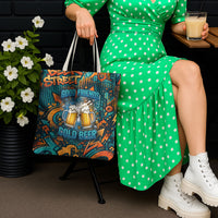 Beer Lovers Cheers To Good Times Tote Bag Urban Graffiti Pattern With Frothy Clinking Mugs Art