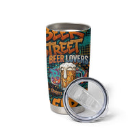 Beer Lovers Cheers To Good Times Tumbler Cup Urban Graffiti Pattern With Frothy Clinking Mugs Art