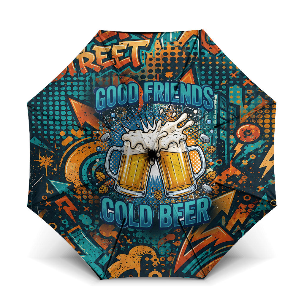 Beer Lovers Cheers To Good Times Umbrella Urban Graffiti Pattern With Frothy Clinking Mugs Art