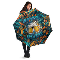 Beer Lovers Cheers To Good Times Umbrella Urban Graffiti Pattern With Frothy Clinking Mugs Art