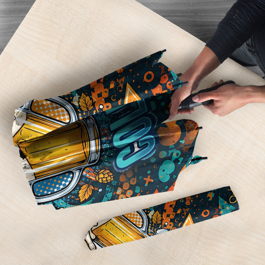 Beer Lovers Cheers To Good Times Umbrella Urban Graffiti Pattern With Frothy Clinking Mugs Art