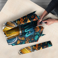 Beer Lovers Cheers To Good Times Umbrella Urban Graffiti Pattern With Frothy Clinking Mugs Art