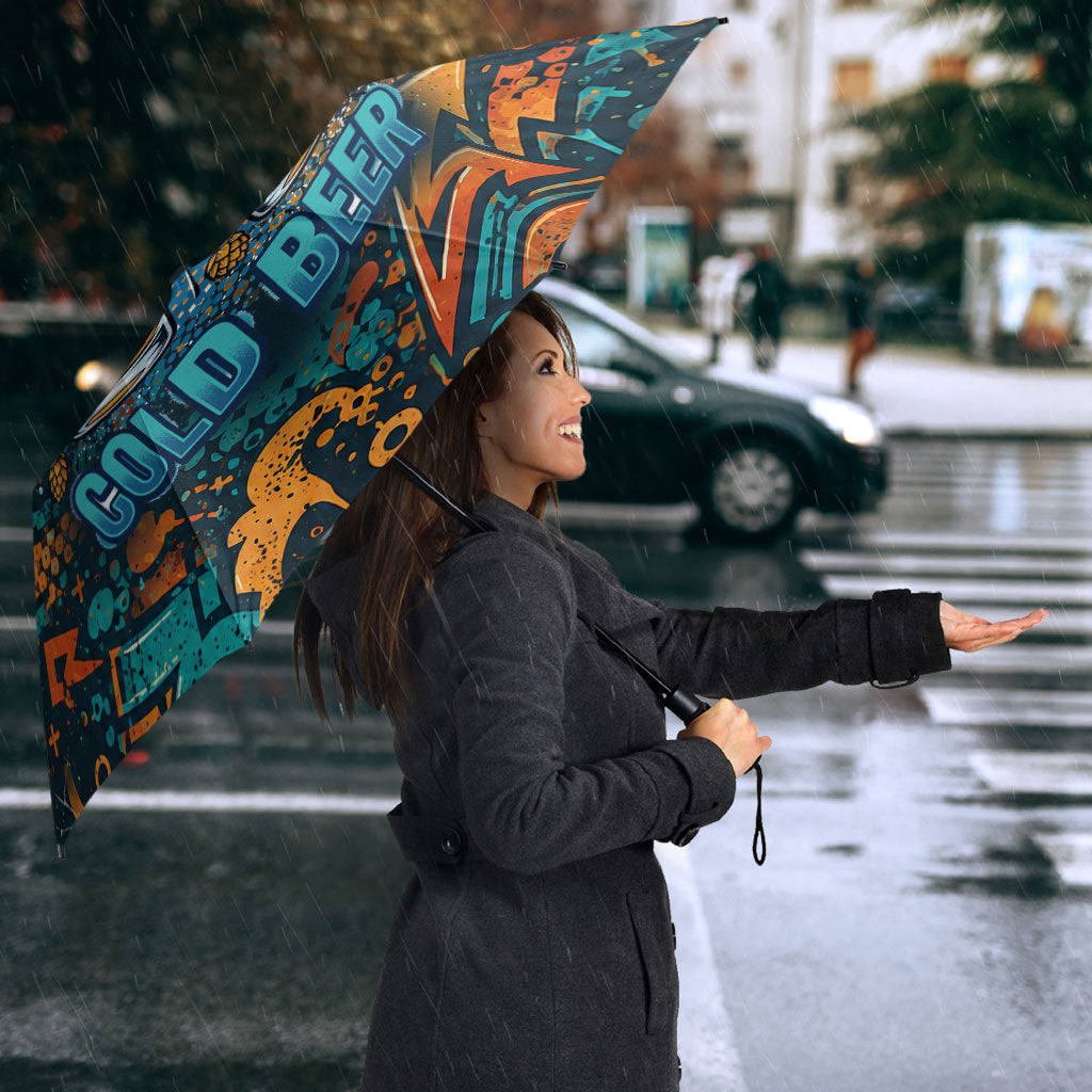 Beer Lovers Cheers To Good Times Umbrella Urban Graffiti Pattern With Frothy Clinking Mugs Art