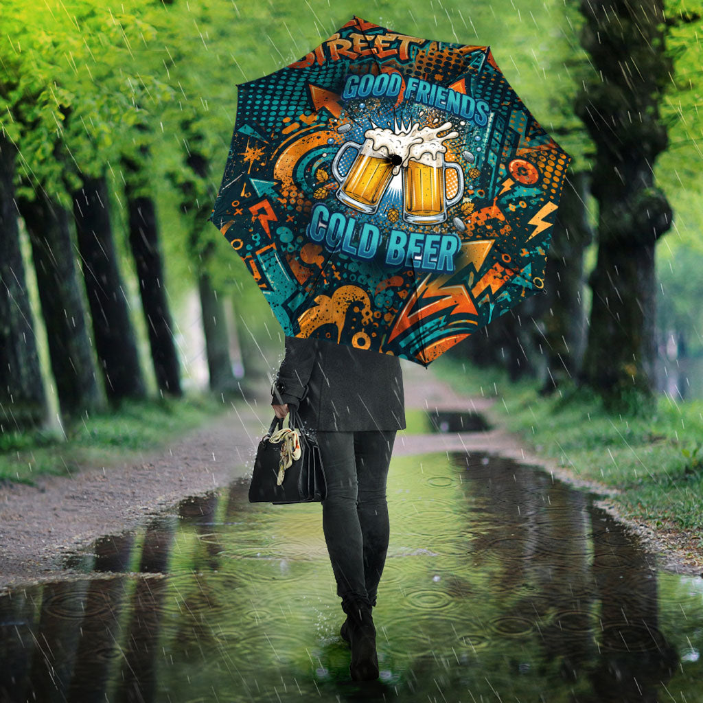 Beer Lovers Cheers To Good Times Umbrella Urban Graffiti Pattern With Frothy Clinking Mugs Art