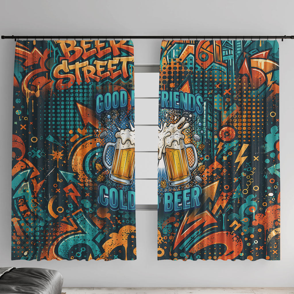 Beer Lovers Cheers To Good Times Window Curtain Urban Graffiti Pattern With Frothy Clinking Mugs Art