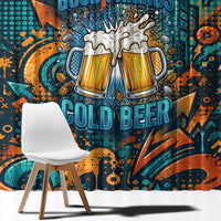 Beer Lovers Cheers To Good Times Window Curtain Urban Graffiti Pattern With Frothy Clinking Mugs Art