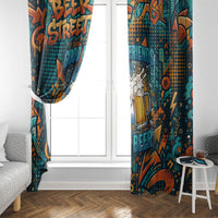 Beer Lovers Cheers To Good Times Window Curtain Urban Graffiti Pattern With Frothy Clinking Mugs Art