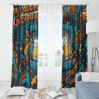Beer Lovers Cheers To Good Times Window Curtain Urban Graffiti Pattern With Frothy Clinking Mugs Art