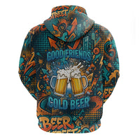 Beer Lovers Cheers To Good Times Zip Hoodie Urban Graffiti Pattern With Frothy Clinking Mugs Art