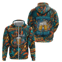 Beer Lovers Cheers To Good Times Zip Hoodie Urban Graffiti Pattern With Frothy Clinking Mugs Art