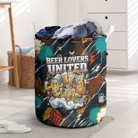 Beer Lovers United Brew Mode On Laundry Basket Retro Comic Beer Characters Clinking Glasses