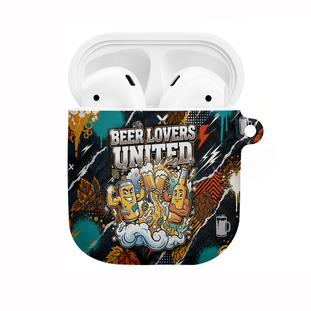 Beer Lovers United Brew Mode On AirPods Case Retro Comic Beer Characters Clinking Glasses