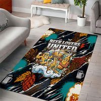 Beer Lovers United Brew Mode On Area Rug Retro Comic Beer Characters Clinking Glasses