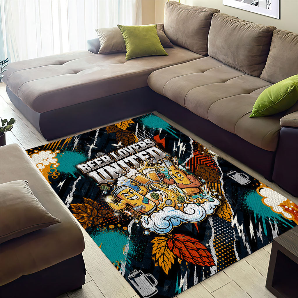 Beer Lovers United Brew Mode On Area Rug Retro Comic Beer Characters Clinking Glasses